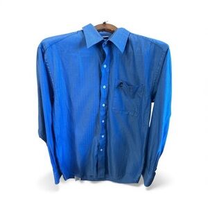 Disney Mens Vibrant Blue Button Down Shirt Mickey Mouse Embroidered Long Sleeve